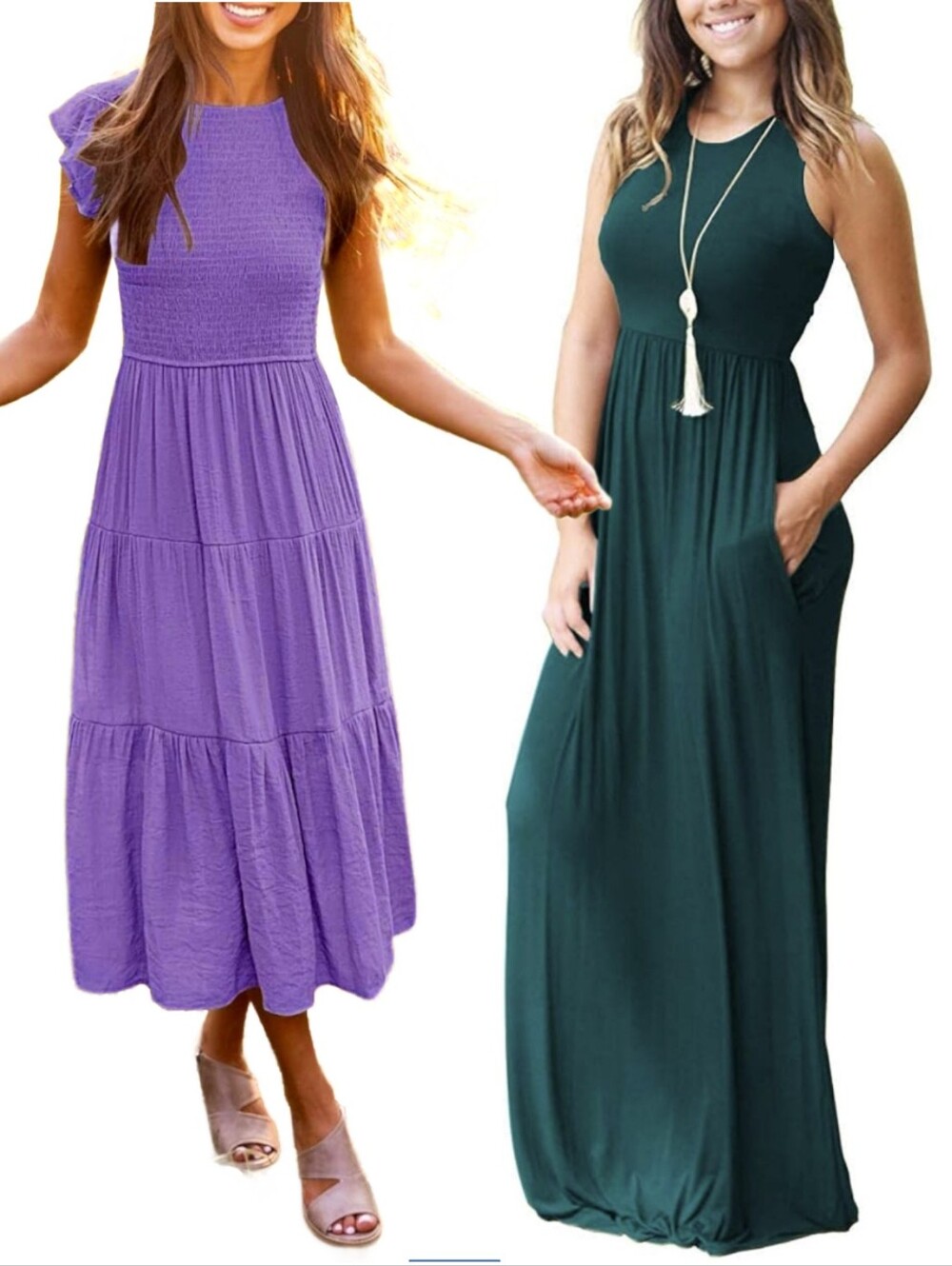 Bundle Summer Dresses Green Plum Purple Maxi Seersucker Tiered Size XS EUC
